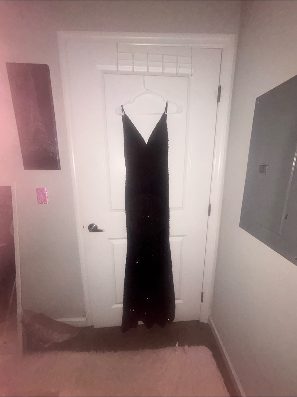 Black Sequin Slip Dress - Elegant V-Neck Evening Gown